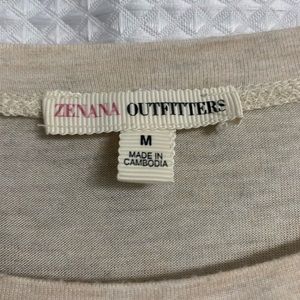 Semi fitted tan and black stripped top